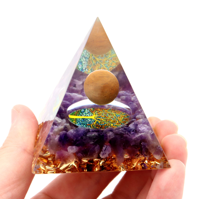 オルゴナイト ピラミッド 生命の樹 アメジスト さざれ タイガーアイ 丸