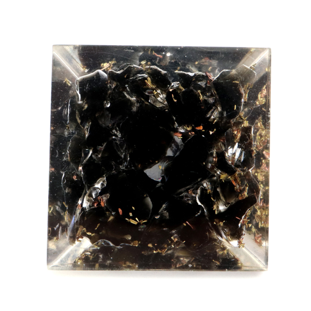 モリオン使用 オルゴナイト ピラミッド 黒水晶 大人気 スピリチュアルグッズ 幅約30mm前後 コイル無し
