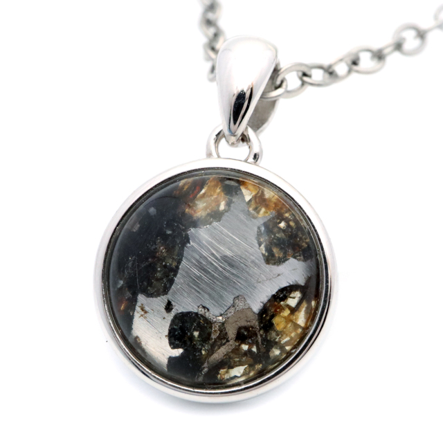 パラサイト隕石 ネックレス 石鉄隕石 ケニア産 ペンダント かんらん石