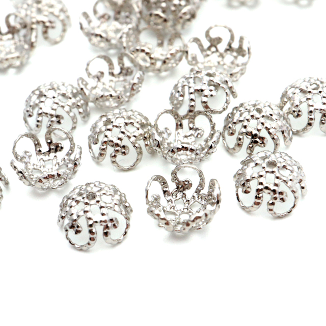 座金 パーツ 花型 菊座金 8mm 10mm 50個売り シルバー 銀 ゴールド 金 アクセサリー ビーズ 装飾 金具 材料 ハンドメイド 手作り