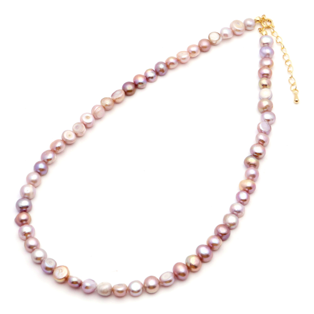 天然淡水パール 真珠ネックレス バロックパール 6-8mm かわいい レディース 40cm ピンクパープル 大人カジュアル プレゼント ギフト