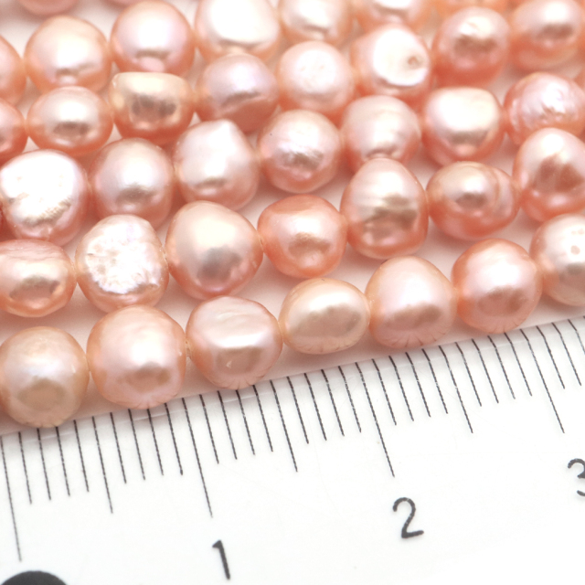 淡水バロックパール 真珠ビーズ 4-6mm アプリコット 一連 パーツ 制作