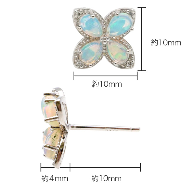 プレシャスオパール ピアス クローバー レディース スタッドピアス