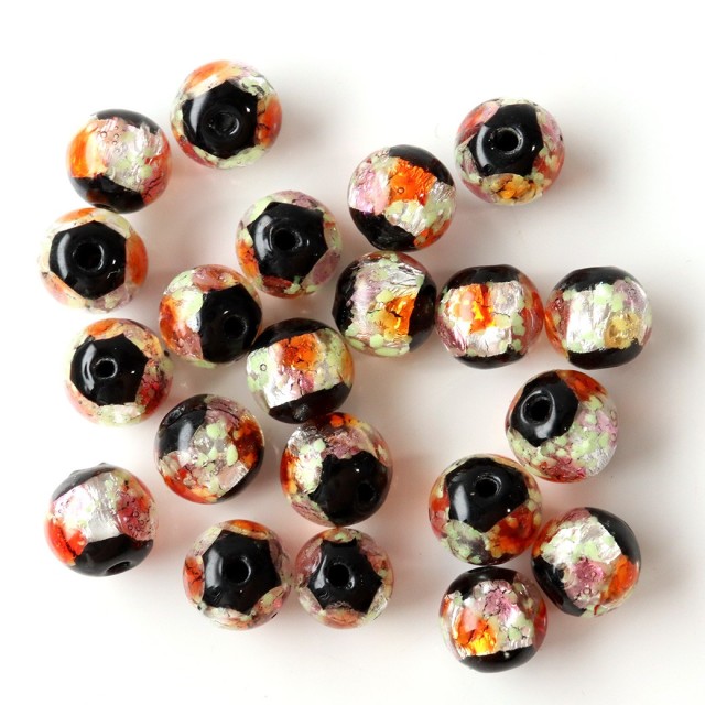 光る ホタルガラス ピンク オレンジ MIXカラー 8mm 粒売り 1粒 とんぼ玉 沖縄 お土産