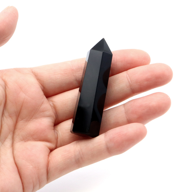 オブシディアン六角柱 ポイント Sサイズ 高さ 5cm前後 1個売り 天然石 黒曜石 ポリッシュ 研磨磨き 原石 鉱物