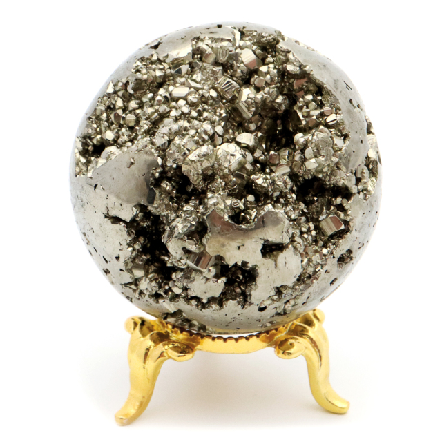 金のパイライト石の球形の宝石玉 350～450g 5.5～6CM 1個 鉱物 