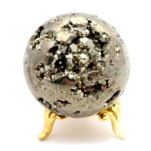 パイライト 丸玉 40mm 1点物 ペルー産 台座付き 置き物 天然石