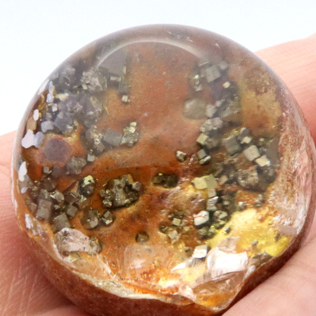 パイライト イン ガーデンクォーツ 丸玉 台座付き 庭園水晶 黄鉄鉱 天然石 Pyrite 1点もの