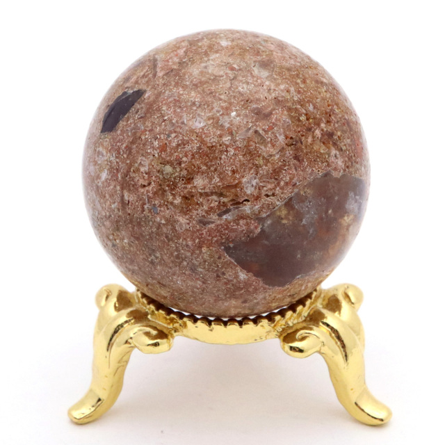 パイライト イン ガーデンクォーツ 丸玉 台座付き 庭園水晶 黄鉄鉱 天然石 Pyrite 1点もの