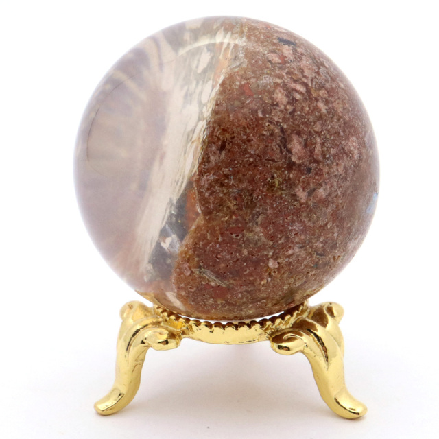 パイライト イン ガーデンクォーツ 丸玉 台座付き 庭園水晶 黄鉄鉱 天然石 Pyrite 1点もの