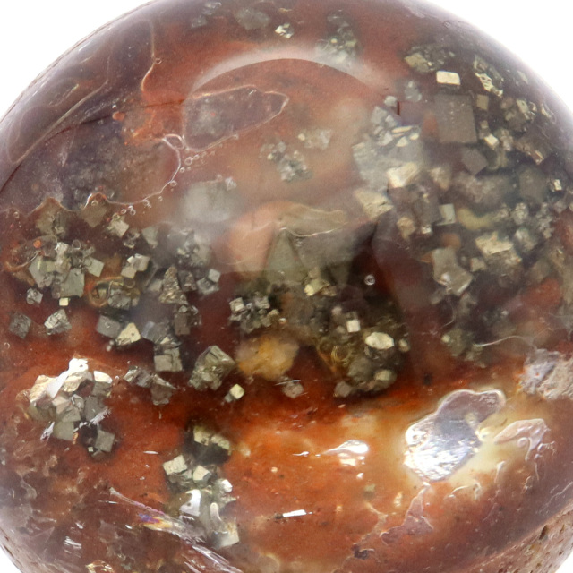 パイライト イン ガーデンクォーツ 丸玉 台座付き 庭園水晶 黄鉄鉱 天然石 Pyrite 1点もの