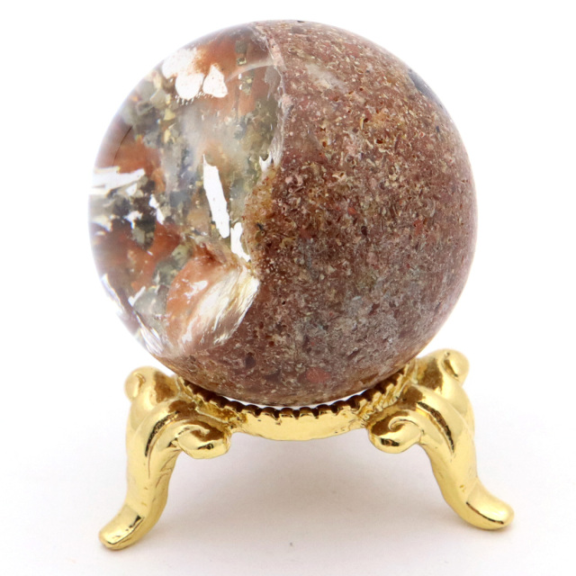 パイライト イン ガーデンクォーツ 丸玉 台座付き 庭園水晶 黄鉄鉱 天然石 Pyrite 1点もの