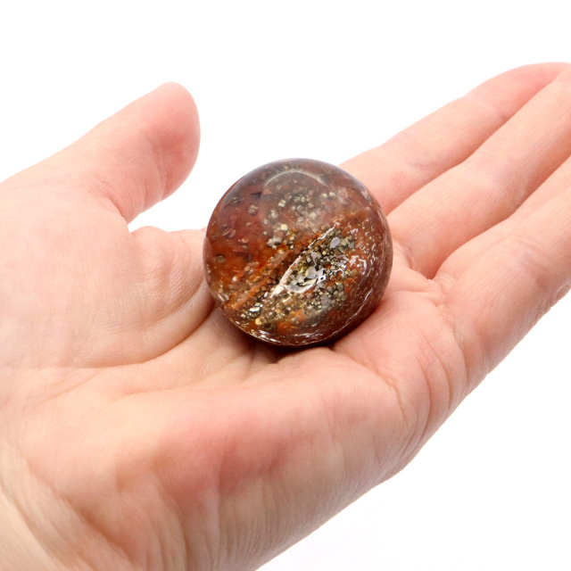 パイライト イン ガーデンクォーツ 丸玉 台座付き 庭園水晶 黄鉄鉱 天然石 Pyrite 1点もの