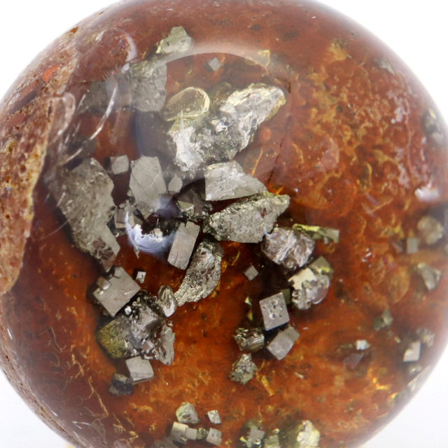 パイライト イン ガーデンクォーツ 丸玉 台座付き 庭園水晶 黄鉄鉱 天然石 Pyrite 1点もの