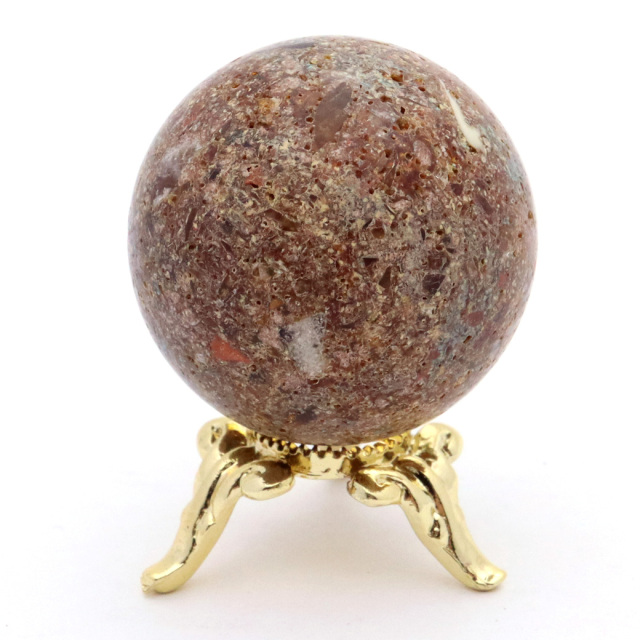 パイライト イン ガーデンクォーツ 丸玉 台座付き 庭園水晶 黄鉄鉱 天然石 Pyrite 1点もの