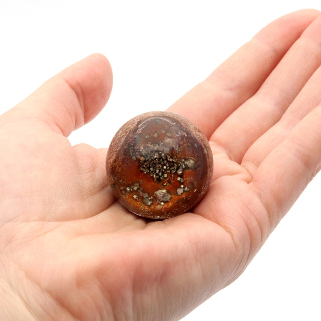 パイライト イン ガーデンクォーツ 丸玉 台座付き 庭園水晶 黄鉄鉱 天然石 Pyrite 1点もの