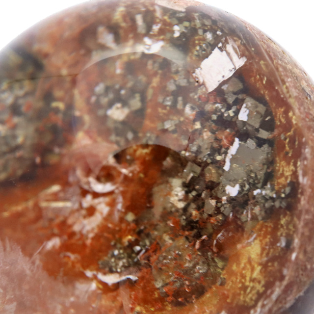 パイライト イン ガーデンクォーツ 丸玉 台座付き 庭園水晶 黄鉄鉱 天然石 Pyrite 1点もの