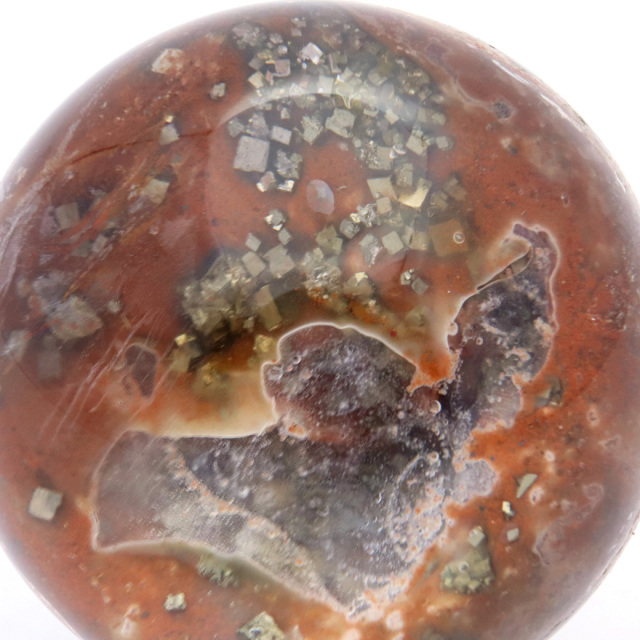 パイライト イン ガーデンクォーツ 丸玉 台座付き 庭園水晶 黄鉄鉱 天然石 Pyrite 1点もの