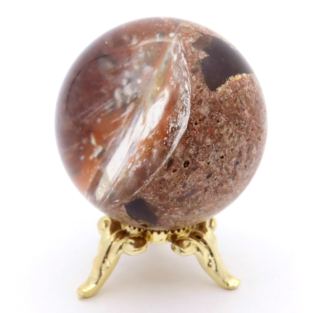 パイライト イン ガーデンクォーツ 丸玉 台座付き 庭園水晶 黄鉄鉱 天然石 Pyrite 1点もの