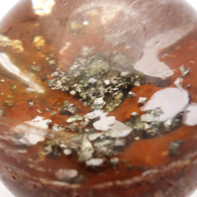 パイライト イン ガーデンクォーツ 丸玉 台座付き 庭園水晶 黄鉄鉱 天然石 Pyrite 1点もの