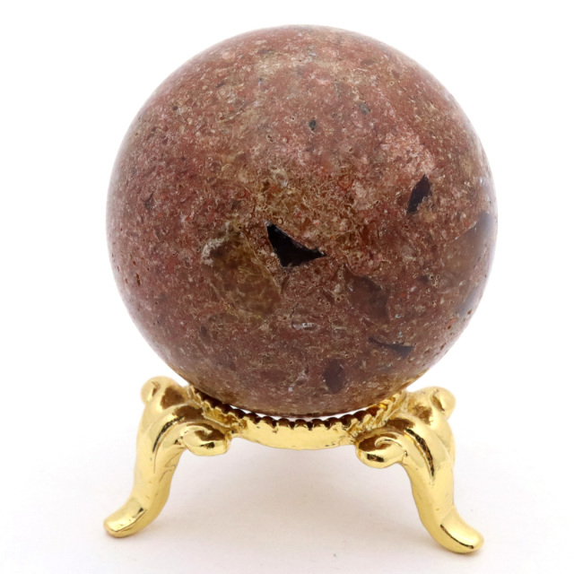 パイライト イン ガーデンクォーツ 丸玉 台座付き 庭園水晶 黄鉄鉱 天然石 Pyrite 1点もの