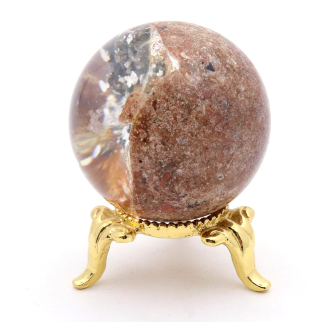 パイライト イン ガーデンクォーツ 丸玉 台座付き 庭園水晶 黄鉄鉱 天然石 Pyrite 1点もの