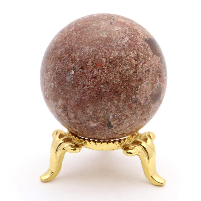 パイライト イン ガーデンクォーツ 丸玉 台座付き 庭園水晶 黄鉄鉱 天然石 Pyrite 1点もの