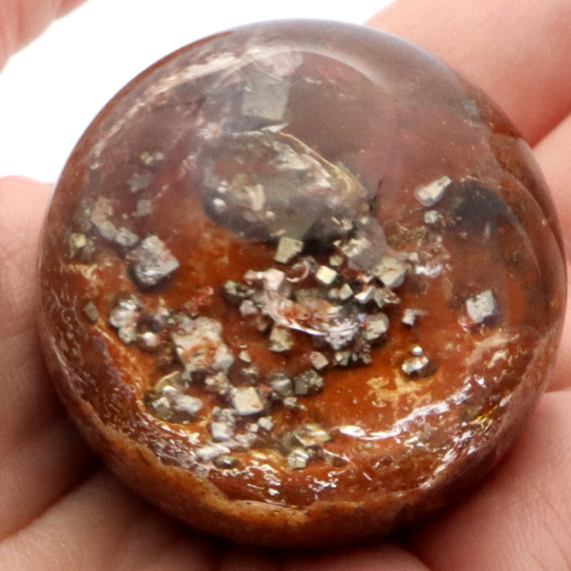 パイライト イン ガーデンクォーツ 丸玉 台座付き 庭園水晶 黄鉄鉱 天然石 Pyrite 1点もの