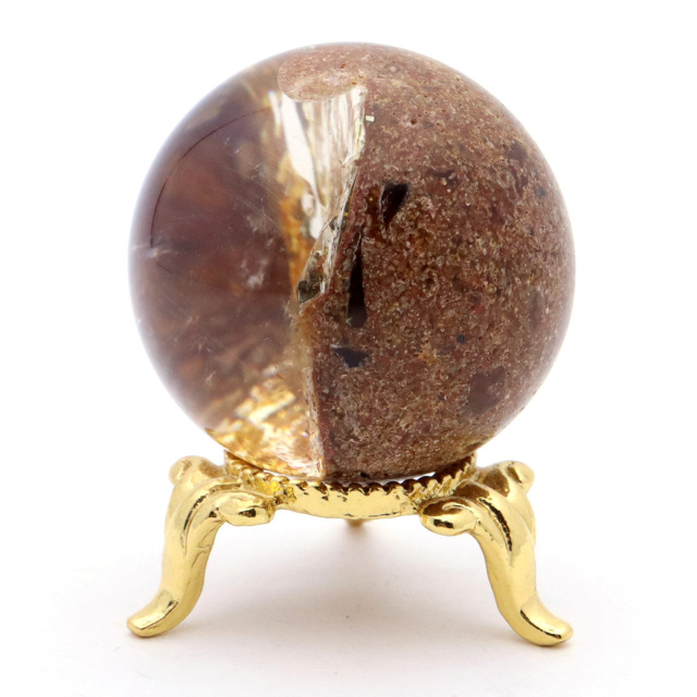 パイライト イン ガーデンクォーツ 丸玉 台座付き 庭園水晶 黄鉄鉱 天然石 Pyrite 1点もの