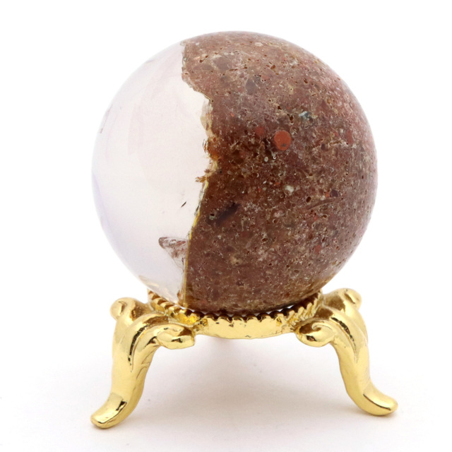 パイライト イン ガーデンクォーツ 丸玉 台座付き 庭園水晶 黄鉄鉱 天然石 Pyrite 1点もの