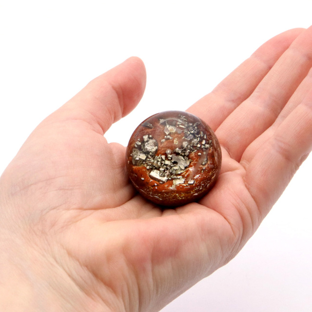 パイライト イン ガーデンクォーツ 丸玉 台座付き 庭園水晶 黄鉄鉱 天然石 Pyrite 1点もの