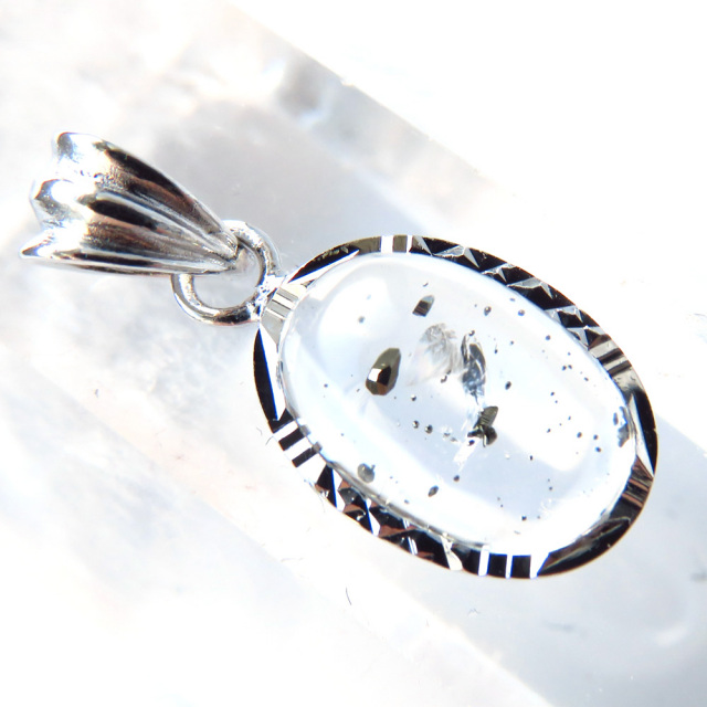 パイライト イン クォーツ ペンダント高品質 Silver925 チェーン付き