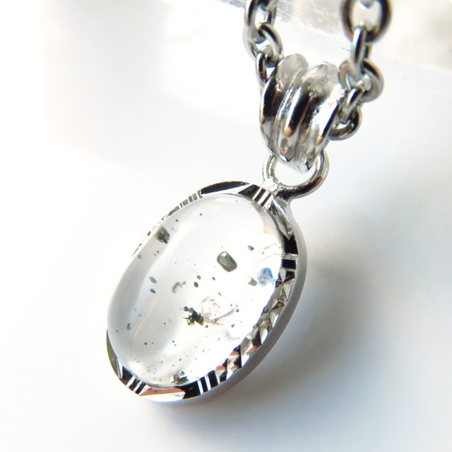 パイライト イン クォーツ ペンダント高品質 Silver925 チェーン付き