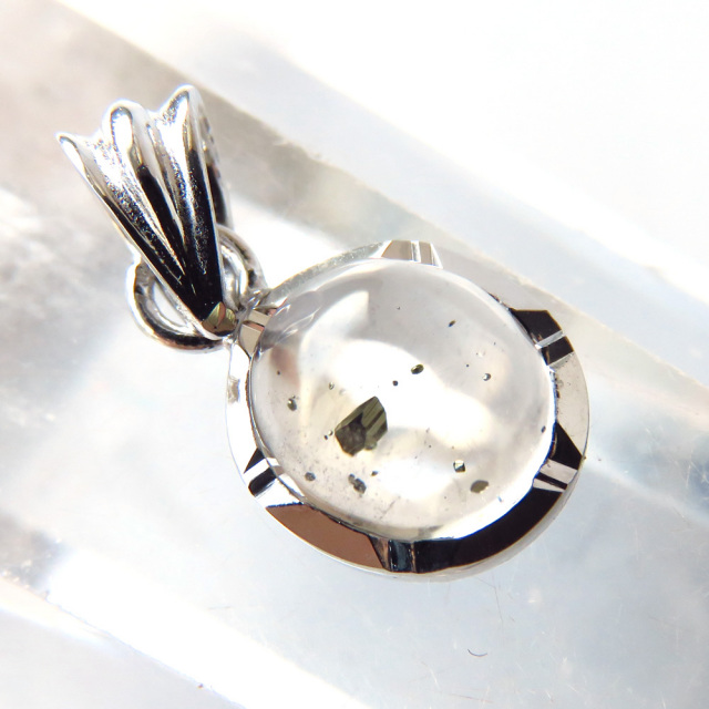 パイライト イン クォーツ ペンダント高品質 Silver925 チェーン付き