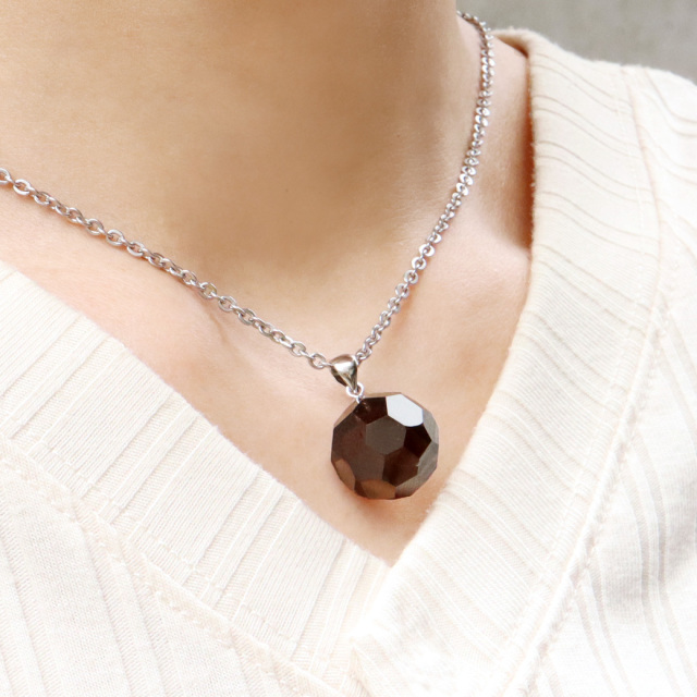 スモーキークォーツ ペンダント バッキーボールカットネックレス SILVER925 煙水晶 天然石 パワーストーン Smoky quartz