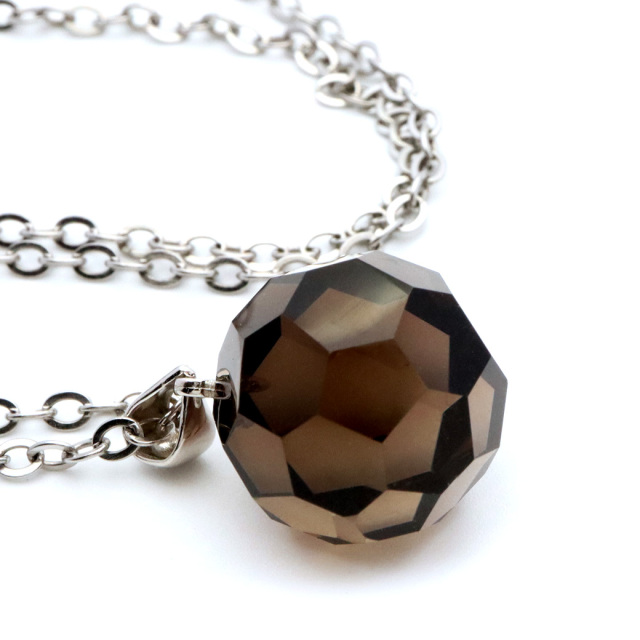 スモーキークォーツ ペンダント バッキーボールカットネックレス SILVER925 煙水晶 天然石 パワーストーン Smoky quartz