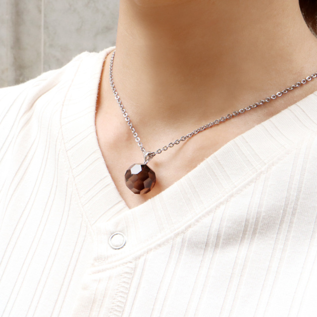 スモーキークォーツ ペンダント バッキーボールカットネックレス SILVER925 煙水晶 天然石 パワーストーン Smoky quartz