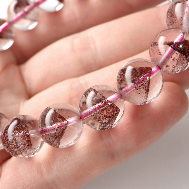 レッドファントム ブレスレット 幻影水晶 希少高品質 天然石 パワーストーン