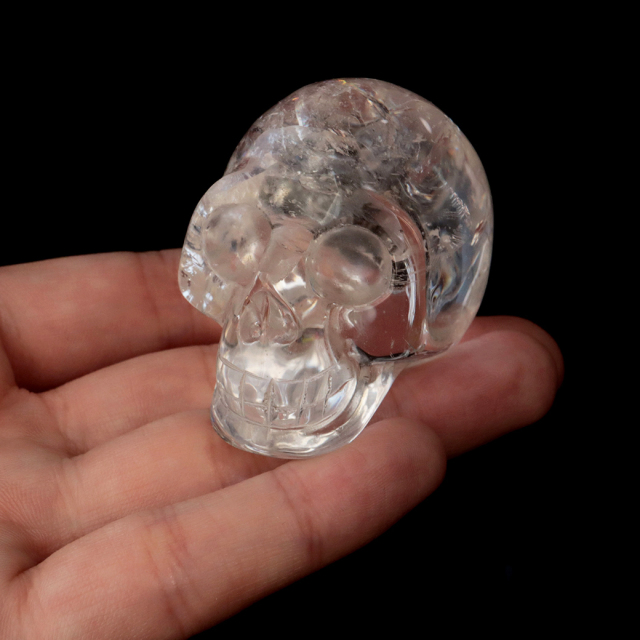 大 天然石 スカル 骸骨 ドクロ 良品 希少 クリスタルスカル 置物 虹有 FOREST-STONE / 〔D17-12〕入手困難 極上品質 超透明 水晶 ドクロ