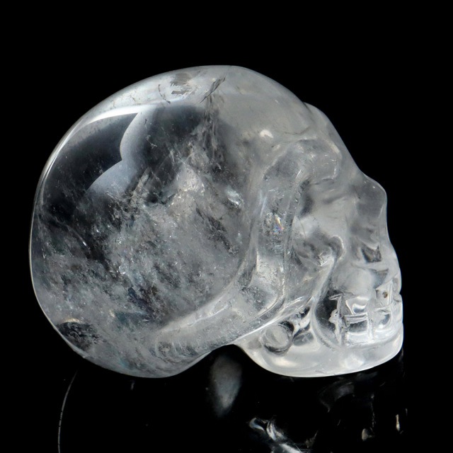 クリスタル スカル 天然水晶 虹入り 骸骨 置物 アイリスクォーツ ドクロ ブラジル産