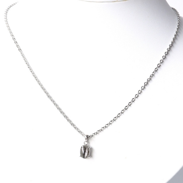 プラチナ ルチルクォーツ ペンダント Silver925 サージカルステンレス製チェーン付き