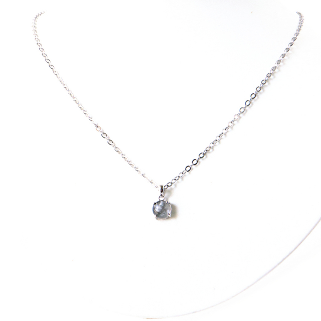 プラチナ ルチルクォーツ ネックレス 天然石 ペンダント Silver925 サージカルステンレス製チェーン付き
