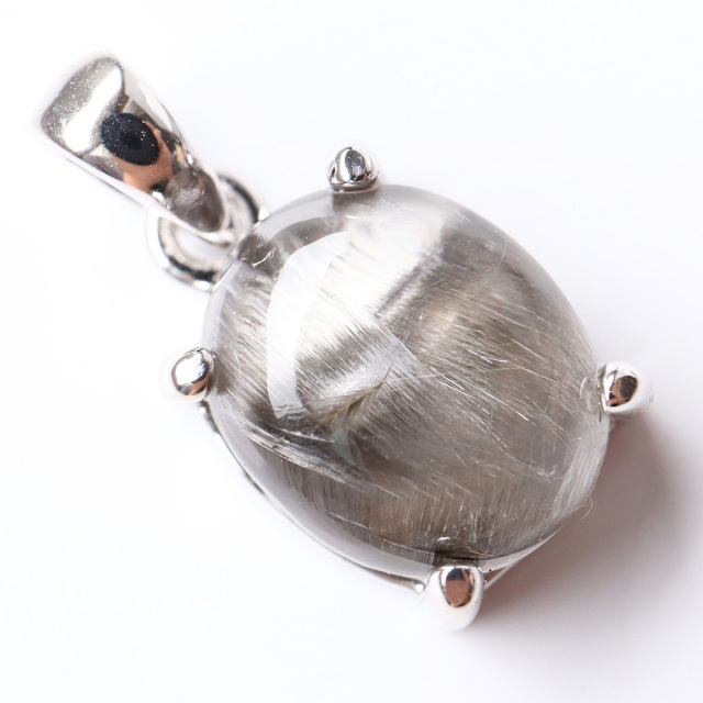 プラチナ ルチルクォーツ ペンダント Silver925 サージカルステンレス製チェーン付き