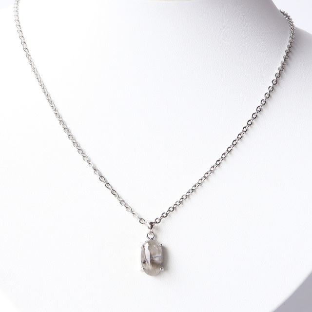 プラチナ ルチルクォーツ ペンダント Silver925 サージカルステンレス製チェーン付き