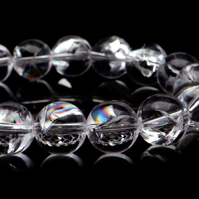 水晶 ブレスレット アイリスクォーツ 天然 虹入り 12mm