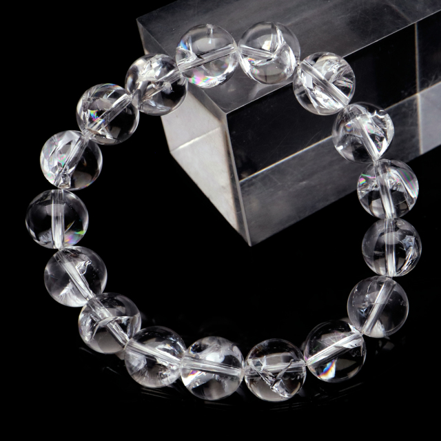 水晶 ブレスレット アイリスクォーツ 天然 虹入り 12mm レインボー 天然石 パワーストーン