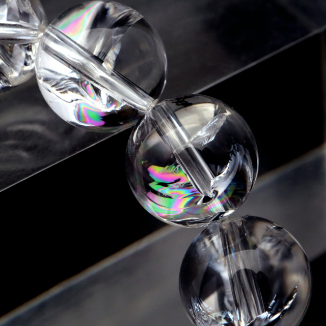 水晶 ブレスレット アイリスクォーツ 天然 虹入り 12mm レインボー 天然石 パワーストーン