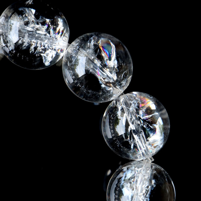 アイリスクォーツ 人工クラック 虹入り 水晶 ブレスレット 12mm 天然石