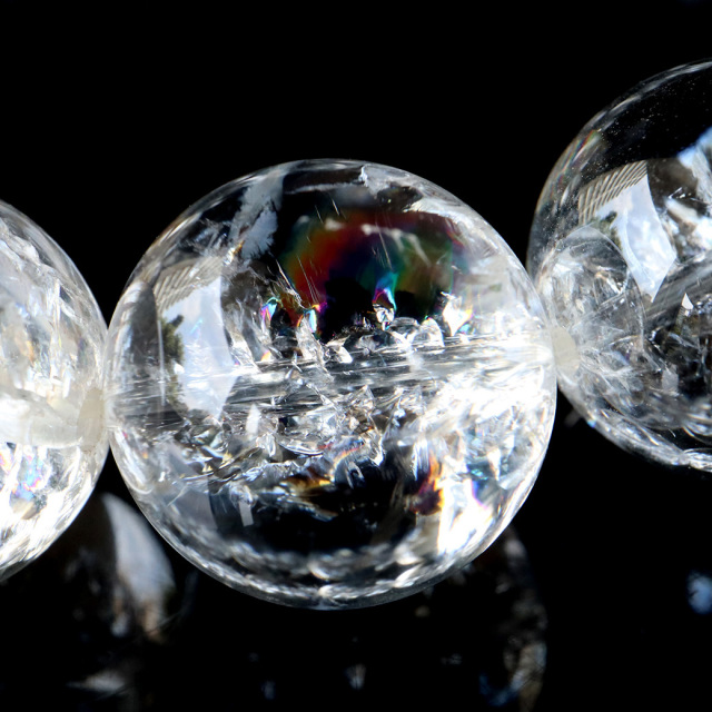 アイリスクォーツ 人工クラック 虹入り 水晶 ブレスレット 16mm 天然石