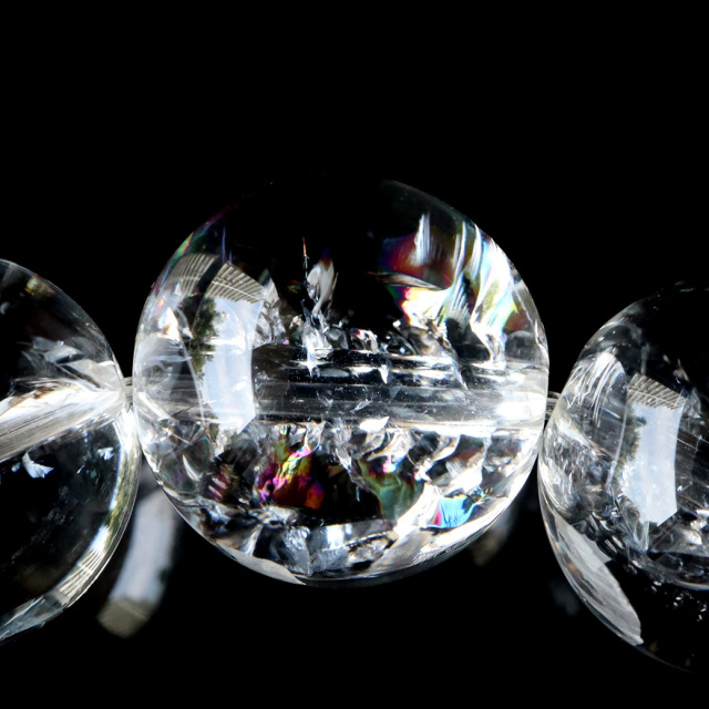 アイリスクォーツ 人工クラック 虹入り 水晶 ブレスレット 16mm 天然石